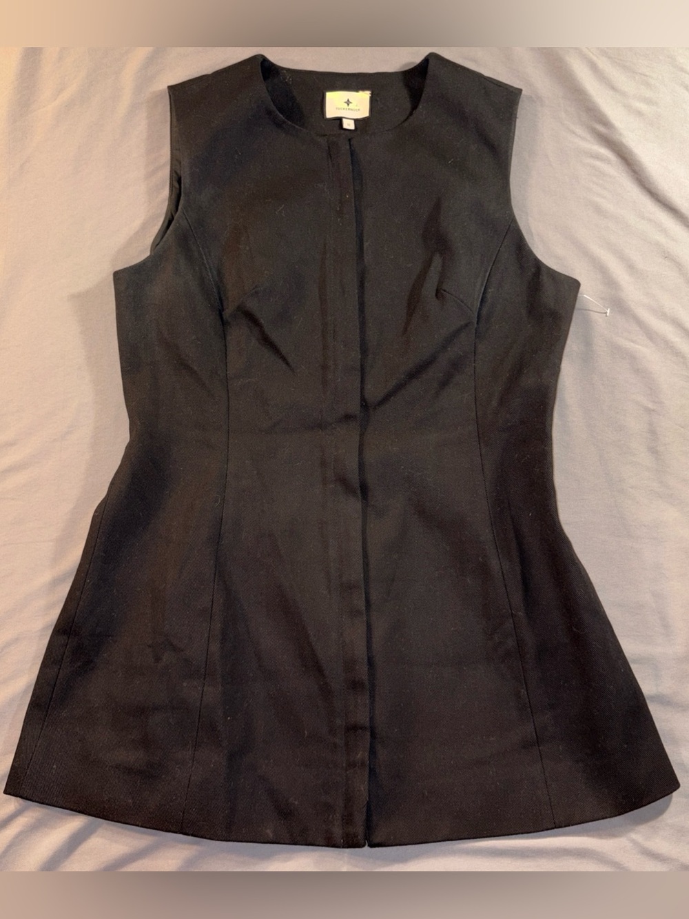 Tuckernuck Dress Black Cotton Shift Mini Minimalist Preppy Sz 12 Zip City Chic